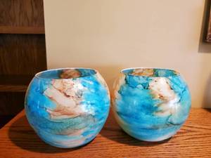 lot 179 image: 2 handblown multi-colored glass bowls