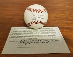 lot 288 image: Ralph Branca And Bobby Thomson Signed Baseball