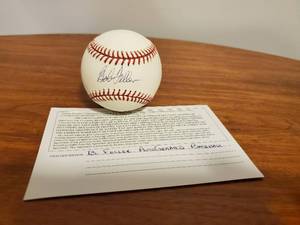 lot 293 image: Bob Feller Signed Baseball
