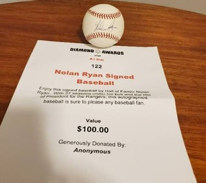 lot 294 image: Nolan Ryan Signed Baseball
