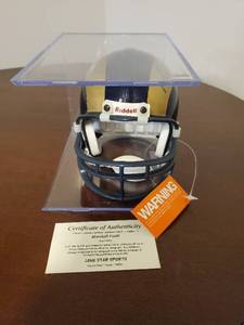 lot 20 image: Marshal Faulk Signed St Louis Rams Mini Helmet