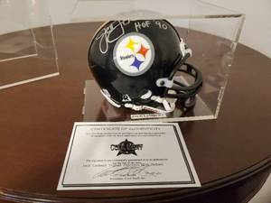 lot 29 image: Jack Lambert Signed Pittsburgh Steelers Mini Helmet