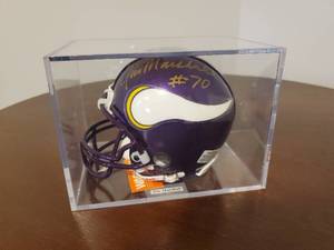 lot 33 image: Jim Marshall Signed Minnesota Vikings Mini Helmet