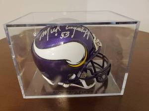 lot 43 image: Mick Tinglehoff Signed Minnesota Vikings Mini Helmet