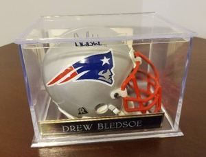 lot 66 image: Drew Bledsoe NE Patriots Signed Mini Helmet
