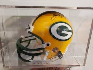 lot 13 image: Brett Favre Signed Mini Helmet