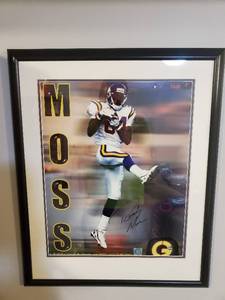 lot 530 image: Framed Signed Randy Moss Poster