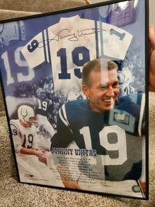 lot 412 image: Framed And Signed Johnny Unitas Poster