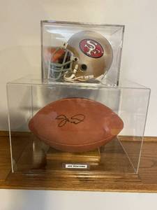 lot 8 image: Joe Montana Signed NFL Football and Mini Helmet