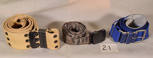 lot 21 image: Three Belts-Alice Belt, Camo Belt, Elastic Sports Belt (All For Small Waists)
