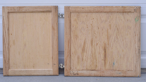 lot 24 image: 2-Unfinished Cabinet Doors (1 17W x 21.5H 1 22.875W x 21.5H) With Euro Hinges & Handles