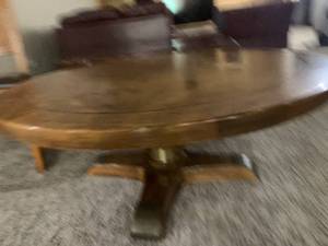 lot 266 image: Seat Mission Style Wood Chair, Adjustable Height Round Table, Rectangular Coffeee Table