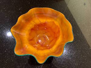 lot 172 image: Red Art Glass Bowl signed by Artist