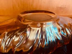 lot 299 image: Incredible Vintage Marigold Console Dish, Floral Trifle Bowl, Cut Glass Basket
