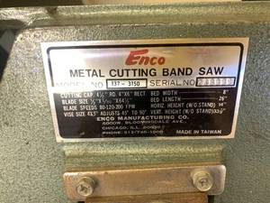 lot 212 image: 1982 Enco Metal HZ and Vertical Cutting Band Saw