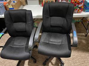 lot 112 image: 2 Matching Black Fabric Office Chairs