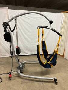 lot 3 image: MSRP $3000 Danish Made Scandinavian Design Ergolet Sole175 Power Patient Lift 385lb Weight Capacity With Sling - Whisper Quiet - Great Working Condition - Just Plug Into A Regular Home Light Socket To Charge