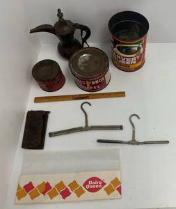lot 1 image: Group Of Misc. Antiques Including Advertisment Tins And More