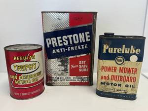 lot 2 image: Group Of Vintage Motor Oil Cans And More