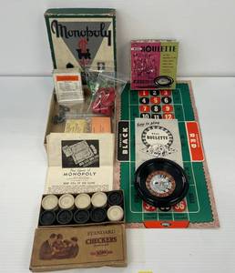 lot 17 image: Group Of Vintage Board Games Including Monopoly, Roulette And More