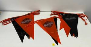 lot 21 image: Vintage Harley Orange And Black Pennant Flags