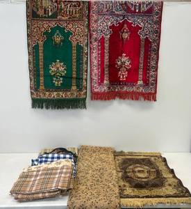 lot 62 image: Group Of Vintage Table Clothes And Prayer Rugs