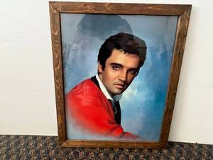 lot 101 image: Framed Elvis Presley Portrait Print