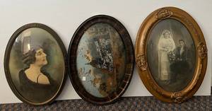 lot 102 image: Group Of Oval Frames With Bubble Glass