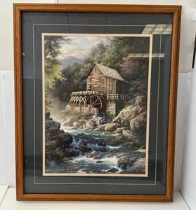 lot 104 image: Large Framed Larry Dyke  Stoney Creek Mill  Print With COA
