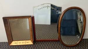 lot 110 image: Three Vintage Mirrors 2 Framed And 1 34 Framed