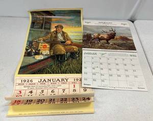 lot 114 image: 1978 Remington Calendar And Remington 1926 Calendar Reproduction Corresponds With 1993 Days And Dates