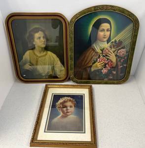lot 135 image: Three Vintage Framed Religious Prints