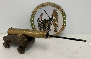 lot 148 image: Vintage RARE1960s Hasbro Battery Operated Command Cannon & Tin Army Sign