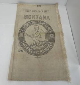 lot 67 image: Vintage Montana Three Forks Portland Cement Co. Fabric Sack (Very Cool)