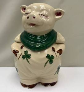 lot 72 image: Vintage Shawnee Smiley Shamrock Pig Cookie Jar (Mint No Cracks)