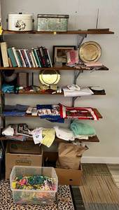 lot 93 image: 6 Shelves Full Of Misc. Antiques And Collectibles