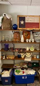 lot 95 image: 6 Shelves Full Of Misc. Antiques And Collectibles