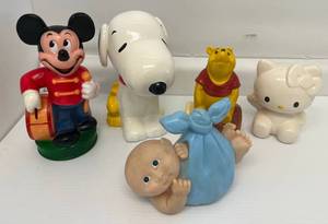 lot 161 image: Group Of Kids Banks Including Cabbage Patch, Mickey Mouse, Snoopy, Hello Kitty And Pooh