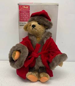 lot 169 image: Vintage Steiff Santa Bear 015638 15 (Only Displayed Behind Glass In Smoke Free Home)