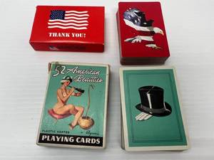 lot 201 image: Vintage Misc. Playing Cards Including Gil Elvgren Pin-Up Girls