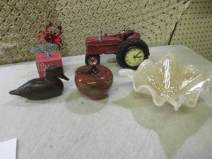 (F-3) Resin Tractor Clock and Other...