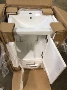 SUDIO Melissa 20.5 in. W x 16 in. D x 34.5 in. H Bath Vanity in Grain White with Ceramic Vanity Top in White with White Basin- Customer Return - Review all pictures