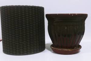 Wicker and Ceramic Planters
