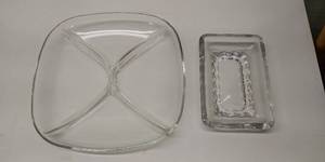 Glass Relish Tray and Butter Tray