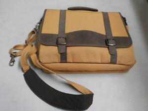 Canvas and Leather Bag with Shoulde...