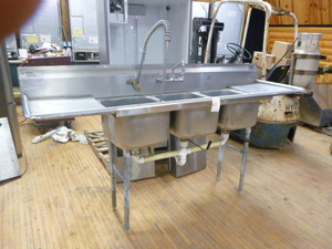 lot 9 image: Eagle 3-Compartment Sink with Faucet and Sprayer
