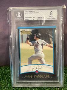 lot 20 image: Albert Pujols 2001 Bowman Beckett Graded 8