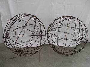 Set of 2 Large Unique Metal Garden SphereOrb Balls.