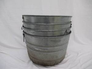 Lot of 4 Galvanized Metal Tubs with handles.