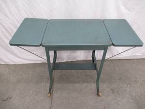 Vintage Metal Typewriter Table with wood wheels